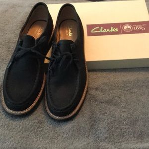 Clark black suede shoes